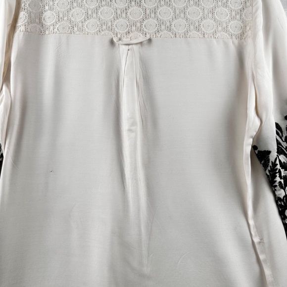 Black and white embroidered sleeves Tunic Blouse - Picture 3 of 11